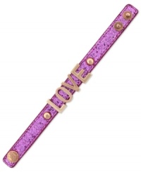 Something you're sure to love. BCBGeneration's affirmation bracelet is crafted from rose gold-tone mixed metal on a pink glitter band for a stylish look. Approximate length: 8 inches. Something you're sure to love. BCBGeneration's affirmation bracelet is crafted from rose gold-tone mixed metal on a pink glitter band for a stylish look. Approximate length: 8 inches.