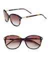 THE LOOKModified cat's eye style Acetate framesLogo accented temples UV protectionSignature case includedTHE COLORTortoise with brown gradient lensesORIGINMade in France