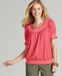 A pretty peasant top makes any outfit pop! You can wear Style&co.'s version all year round. A pretty peasant top makes any outfit pop! You can wear Style&co.'s version all year round.