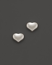 Romantic heart stud earrings in 18K white gold from Roberto Coin. Romantic heart stud earrings in 18K white gold from Roberto Coin.