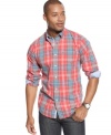 Relax your look with the casual cool of this classic plaid shirt from Tommy Hilfiger.