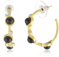 T Tahari Gold Jet and Crystal Hoop Earrings T Tahari Gold Jet and Crystal Hoop Earrings