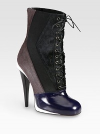 Leather adds textural appeal to this lace-up silhouette of soft calf hair mixed with elastic paneling. Stacked heel, 4½ (115mm)Calf hair, elastic and leather upperLeather lining and solePadded insoleMade in Italy Leather adds textural appeal to this lace-up silhouette of soft calf hair mixed with elastic paneling. Stacked heel, 4½ (115mm)Calf hair, elastic and leather upperLeather lining and solePadded insoleMade in Italy