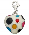 Brighten up any bracelet or necklace with a colorful polka-dotted heart. Crafted in sterling silver with a lobster claw clasp. Approximate drop: 1/2 inch.