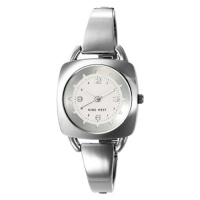 Nine West Women's NW1083SVSB Silver-Tone Square Bangle Bracelet Watch Nine West Women's NW1083SVSB Silver-Tone Square Bangle Bracelet Watch