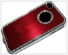 Luxury Bling Czech Rhinestone Case Cover For Apple iPhone 4 4G 4S AT&T and Verizon Silver&Red