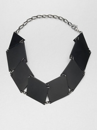 From the Facet Collection. Diamond-shaped discs of powder-coated brass are simple yet striking when arranged into a shapely choker with gunmetal links.Coated brassLength, about 14Lobster claspMade in USA From the Facet Collection. Diamond-shaped discs of powder-coated brass are simple yet striking when arranged into a shapely choker with gunmetal links.Coated brassLength, about 14Lobster claspMade in USA