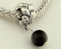925 Sterling Silver Ring Shape Dangle with Black Bead for Pandora, Biagi, Chamilia, Troll and More Bracelets 925 Sterling Silver Ring Shape Dangle with Black Bead for Pandora, Biagi, Chamilia, Troll and More Bracelets