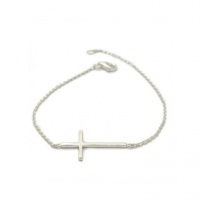 apop nyc 925 Sterling Silver Sideways Cross Bracelet 7 inch