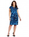 Calvin Klein Women's Plus-Size Printed Cap Sleeve Dress