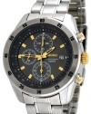 Men's Stainless Steel Quartz Chronograph Tachymeter Two Tone Gray Dial