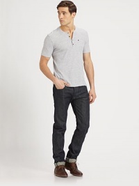 Soft henley with button placket and pocket detail, sets this short sleeve basic apart from all the rest.Four-button placketChest patch pocket92% cotton/8% polyesterMachine washMade in USA Soft henley with button placket and pocket detail, sets this short sleeve basic apart from all the rest.Four-button placketChest patch pocket92% cotton/8% polyesterMachine washMade in USA