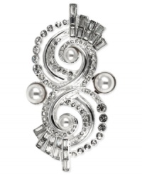 Touch up your look with a hint of sparkle. Anne Klein's swirling silver-tone pin features simulated pearls and sparkling accents. Approximate length: 2-3/4 inches. Approximate width: 1-1/2 inches. Touch up your look with a hint of sparkle. Anne Klein's swirling silver-tone pin features simulated pearls and sparkling accents. Approximate length: 2-3/4 inches. Approximate width: 1-1/2 inches.