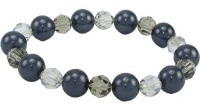 Classic Diamond Round Swarovski Elements Crystal Beads and Pearls Bracelet (Black and Gray) Classic Diamond Round Swarovski Elements Crystal Beads and Pearls Bracelet (Black and Gray)