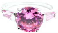 3-Stone Round Prong & Bar Set 1 Carat Pink Topaz Engagement Ring, 925 Sterling Silver Band, Size 6.5 3-Stone Round Prong & Bar Set 1 Carat Pink Topaz Engagement Ring, 925 Sterling Silver Band, Size 6.5