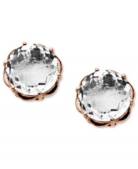 Elegant studs that pack a ton of sparkle. Town & Country's beautiful earrings combine a sterling silver and cut-out 14k rose gold setting with stunning round-cut white quartz (3-1/5 ct. t.w.). Approximate diameter: 1/3 inch. Elegant studs that pack a ton of sparkle. Town & Country's beautiful earrings combine a sterling silver and cut-out 14k rose gold setting with stunning round-cut white quartz (3-1/5 ct. t.w.). Approximate diameter: 1/3 inch.