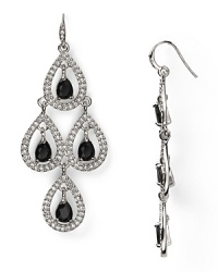 Work pared down elegance into your look with these Carolee earrings. They feature a cascade of jet stone drops, which come set in striking silver plate. Work pared down elegance into your look with these Carolee earrings. They feature a cascade of jet stone drops, which come set in striking silver plate.