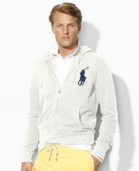 A casual classic gets a warm-weather update in this breathable cotton mesh hoodie, designed with a full-zip front and an embroidered Big Pony for iconic style. A casual classic gets a warm-weather update in this breathable cotton mesh hoodie, designed with a full-zip front and an embroidered Big Pony for iconic style.