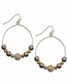 Clusters of shimmering glass beads and acrylic pearls shine on these Charter Club hoop earrings. Crafted in 14k gold-plated mixed metal. Approximate drop: 2-1/5 inches.