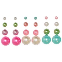 12 Pairs Faux Pearl Earring Studs In Multi/Pastel