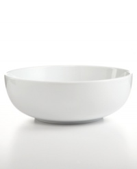 Purely casual and modern with its simple shape, this Whiteware round vegetable bowl adds a perfect, helpful accent to every gathering. Purely casual and modern with its simple shape, this Whiteware round vegetable bowl adds a perfect, helpful accent to every gathering.
