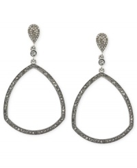 Shapely and stylish. This pair of drop earrings from Vince Camuto is crafted from silver-tone mixed metal with glass crystal pave accents adding a sparkling touch. Approximate drop: 2-1/2 inches. Shapely and stylish. This pair of drop earrings from Vince Camuto is crafted from silver-tone mixed metal with glass crystal pave accents adding a sparkling touch. Approximate drop: 2-1/2 inches.
