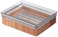 InterDesign Formbu Soap Dish, Natural Bamboo/Clear InterDesign Formbu Soap Dish, Natural Bamboo/Clear