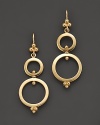 18K yellow gold double ring earrings. Designed by Temple St. Clair.