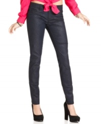 Supply your closet with the trends it needs! Printed denim is seriously hot right now and this pair from Tinseltown uses a tonal snakeskin-print to turn-up the volume on these five-pocket skinny jeans. Supply your closet with the trends it needs! Printed denim is seriously hot right now and this pair from Tinseltown uses a tonal snakeskin-print to turn-up the volume on these five-pocket skinny jeans.