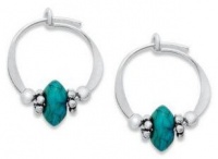 Jody Coyote Sterling Silver Turquoise Small Hoop Earring Jody Coyote Sterling Silver Turquoise Small Hoop Earring