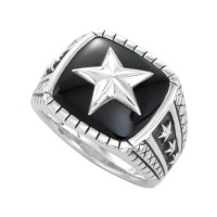 J.Goodman Sterling Silver Ring with Star Detail and Oxidized Finish J.Goodman Sterling Silver Ring with Star Detail and Oxidized Finish