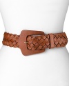 Cinch your silhouette with this effortless belt from Lauren Ralph Lauren. The woven leather style will lend every look definition, as well as texture.