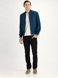 A versatile and utterly irreplaceable bomber crafted in Italy from fine silk with knit detail at the collar, cuffs and hem. Zip frontSide slash pocketsFully linedAbout 23 from shoulder to hemSilkDry cleanMade in Italy A versatile and utterly irreplaceable bomber crafted in Italy from fine silk with knit detail at the collar, cuffs and hem. Zip frontSide slash pocketsFully linedAbout 23 from shoulder to hemSilkDry cleanMade in Italy