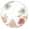 Painted Camellia brings vintage florals to life with just the right amount of color to make the dinner table unique. Draped against a gold-rimmed white canvas, delicate painted florals create a beautiful melodic feel. The salad plate, defined by a rich black background, is artfully juxtaposed to its white-bodied counterpart for a dramatic contrast.