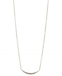 Stay ahead of the curve. Fossil's crescent necklace is crafted from gold-tone stainless steel with sparkling black accents giving it a a radiant touch. Approximate length: 16 inches + 2-inch extender. Stay ahead of the curve. Fossil's crescent necklace is crafted from gold-tone stainless steel with sparkling black accents giving it a a radiant touch. Approximate length: 16 inches + 2-inch extender.