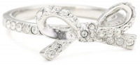 Kate Spade New York Skinny Mini Clear Silver-Tone Pave Bow Ring, Size 7 Kate Spade New York Skinny Mini Clear Silver-Tone Pave Bow Ring, Size 7