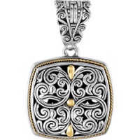 Sterling Silver & 18K Yellow Pendant 36.50X23.50 mm Pendant Sterling Silver & 18K Yellow Pendant 36.50X23.50 mm Pendant