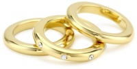 T Tahari Gold Set of 3 Rings with Scattered Crystals, Size 7 T Tahari Gold Set of 3 Rings with Scattered Crystals, Size 7