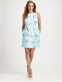 A serene print meets a classic cotton shift silhouette. Pretty embroidery and convenient slash pockets make this a must-own style.BoatneckSleevelessAllover printEmbroidery along centerSlash pocketsConcealed back zipperAbout 20 from natural waistCottonMachine washImported Model shown is 5'10 (177cm) wearing US size 4. A serene print meets a classic cotton shift silhouette. Pretty embroidery and convenient slash pockets make this a must-own style.BoatneckSleevelessAllover printEmbroidery along centerSlash pocketsConcealed back zipperAbout 20 from natural waistCottonMachine washImported Model shown is 5'10 (177cm) wearing US size 4.