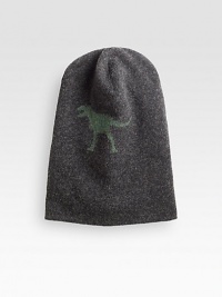 A playful dinosaur design adds lighthearted charm to this cozy hat made from Italian camel hair and wool.50% camel hair/50% woolDry cleanMade in Italy A playful dinosaur design adds lighthearted charm to this cozy hat made from Italian camel hair and wool.50% camel hair/50% woolDry cleanMade in Italy