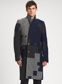 Guaranteed to turn heads, this double-breasted coat made from fine Italian fabric is an undeniable winner.Single-notch lapelButton frontFlap pocketsBack ventAbout 41 from shoulder to hem80% wool/20% polyamideDry cleanImported of Italian fabric Guaranteed to turn heads, this double-breasted coat made from fine Italian fabric is an undeniable winner.Single-notch lapelButton frontFlap pocketsBack ventAbout 41 from shoulder to hem80% wool/20% polyamideDry cleanImported of Italian fabric