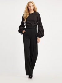 This flattering blouson style, rendered in crisp cotton poplin, features self ties at the wrists.Jewel necklineLong blouson sleeves with tie cuffs76% cotton/24% silkDry cleanMade in FranceOUR FIT MODEL RECOMMENDS ordering true size. This flattering blouson style, rendered in crisp cotton poplin, features self ties at the wrists.Jewel necklineLong blouson sleeves with tie cuffs76% cotton/24% silkDry cleanMade in FranceOUR FIT MODEL RECOMMENDS ordering true size.