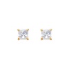 14K Yellow Gold 4mm Princess CZ Solitaire Basket Stud Earrings with Screw-back