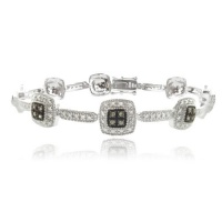 Sterling Silver 2/5ct TDW Champagne Diamond Square Link Bracelet Sterling Silver 2/5ct TDW Champagne Diamond Square Link Bracelet