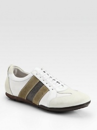 Sporty style with a touch of sophistication, this logo sneaker is rendered in fine suede and leather.Padded insoleRubber soleImported Sporty style with a touch of sophistication, this logo sneaker is rendered in fine suede and leather.Padded insoleRubber soleImported