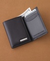 A trifold design gives this leather Tommy Hilfiger wallet a sleeker, more streamlined look.