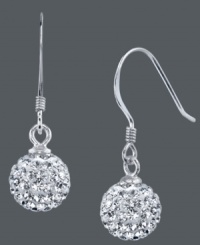 Gleam and shimmer even at your most casual with these sterling silver drop earrings from Unwritten. Each sterling silver ball is donned with pave-set crystals to refract light with sheer brilliance. Approximate drop: 9/10 inch.