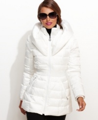 Double your collars and create barrier against the cold with Laundry's stylish puffer coat. The outer pillow collar unfolds to become a hood when you need it! Double your collars and create barrier against the cold with Laundry's stylish puffer coat. The outer pillow collar unfolds to become a hood when you need it!