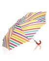 The perfect pick-me-up on rainy days, this kate spade new york umbrella features candy-colored stripes and a bright red handle.