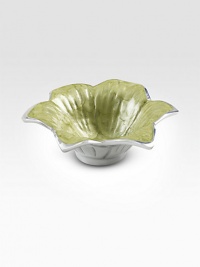 The gentle curves of a blossoming lily are handcrafted in sandcasted metal, then colored with an enamel made from crushed, opalescent mother-of-pearl. Food safe Engraved signature 1½H X 4 diam. Hand wash Imported The gentle curves of a blossoming lily are handcrafted in sandcasted metal, then colored with an enamel made from crushed, opalescent mother-of-pearl. Food safe Engraved signature 1½H X 4 diam. Hand wash Imported